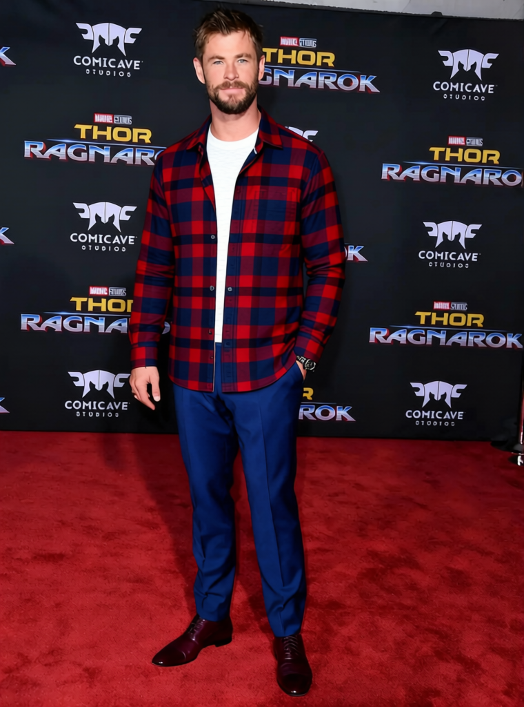 Chris Evans Casual Plaid Shirt With Jeans