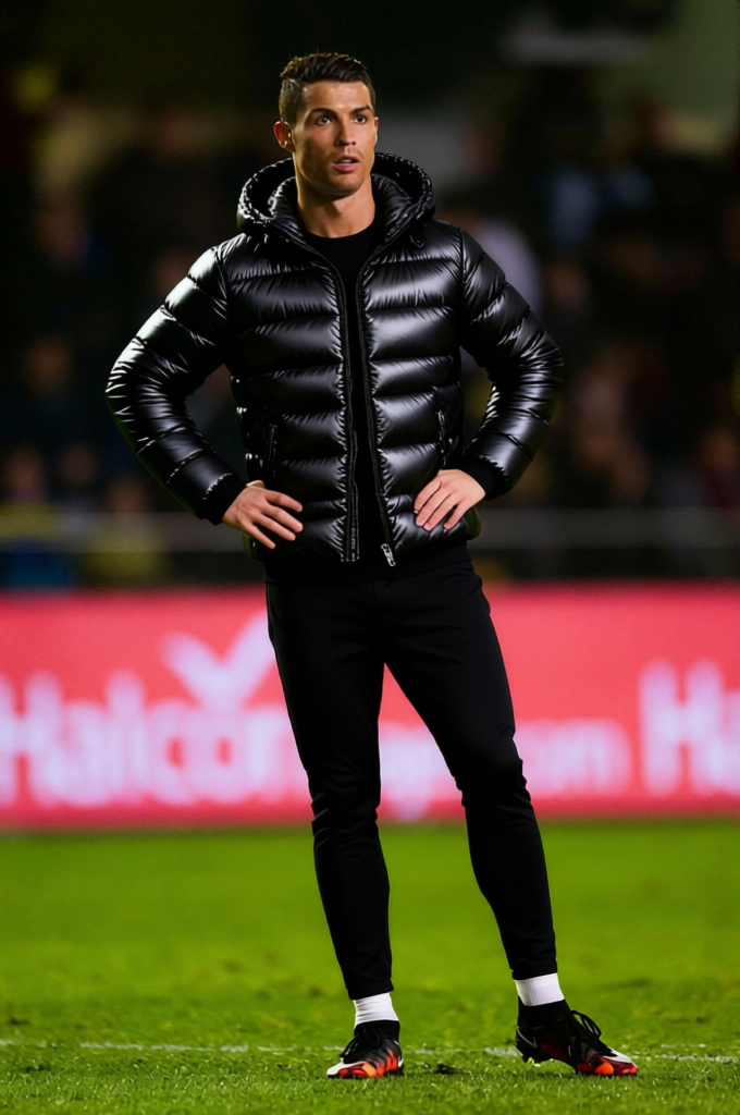 Puffer Jacket Black Shiny Nylon Puffer With Joggers 2