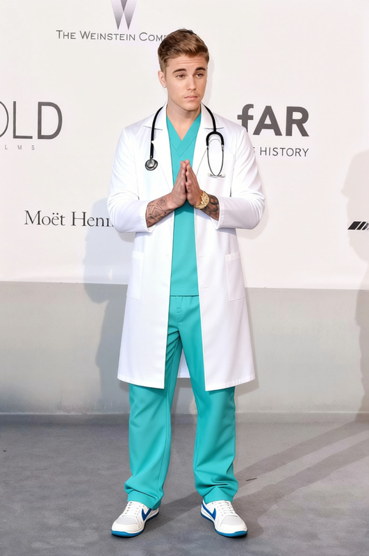 Doctor White Lab Coat With Blue Scrubs 2