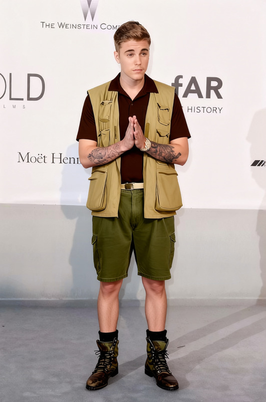 Walter Sobchak Olive Military Vest With Green Cargo Shorts