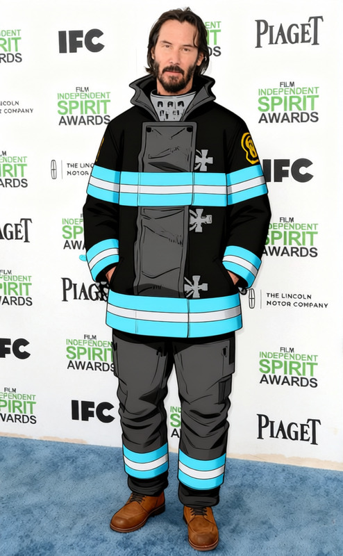 Shinra Kusakabe Black Fire Force Uniform With Blue Stripes
