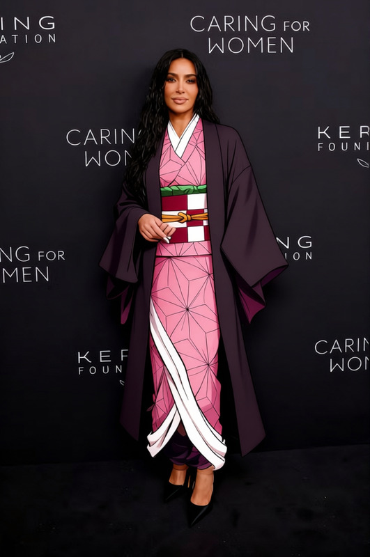 Nezuko Kamado Pink Kimono With Black Coat And Muzzle 2