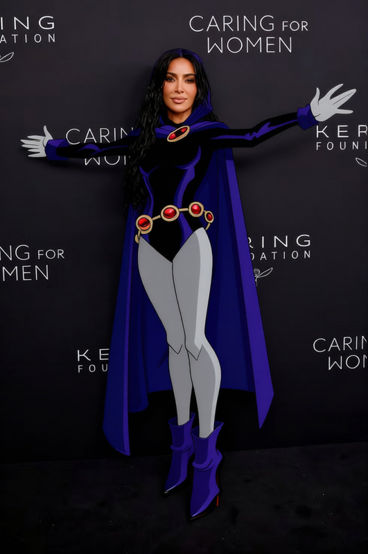 Raven Purple Hooded Cloak With Black Leotard 2