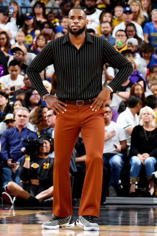 Retro 90s Black And White Button Up Tee With Brown Pants