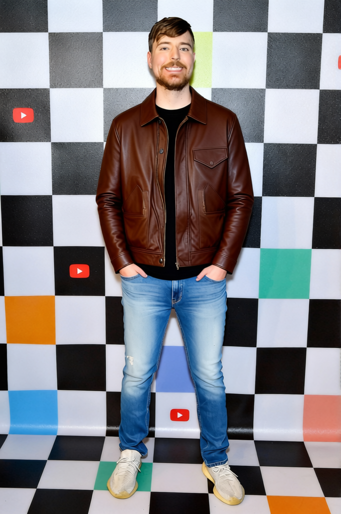 Charlie Puth Super Bowl 2026 Brown Bomber Jacket With Jeans