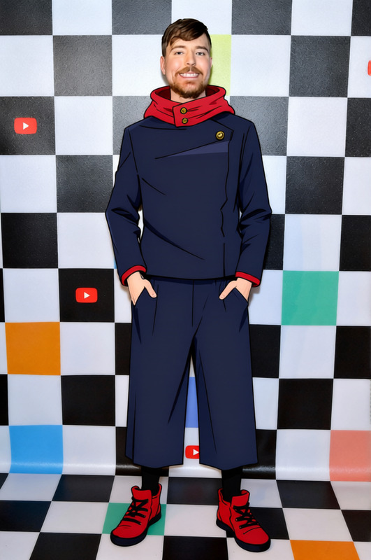 Yuji Itadori Jujutsu High Uniform With Red Hood 2