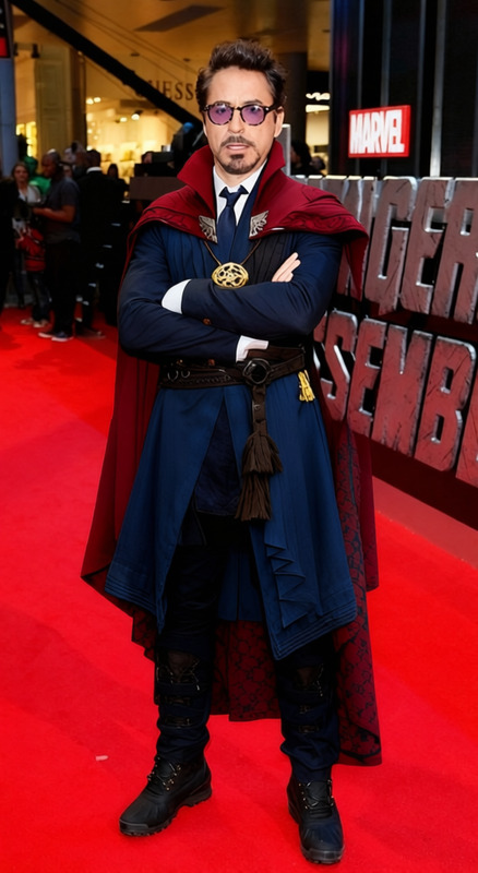 Doctor Strange Blue Sorcerer Robes With Red Cloak 2