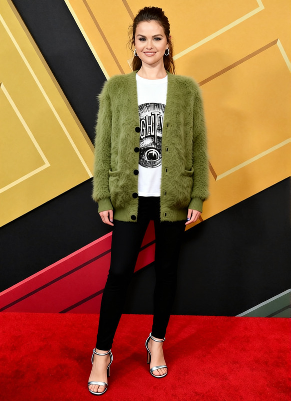 Kurt Cobain Green Cardigan With Graphic Tee