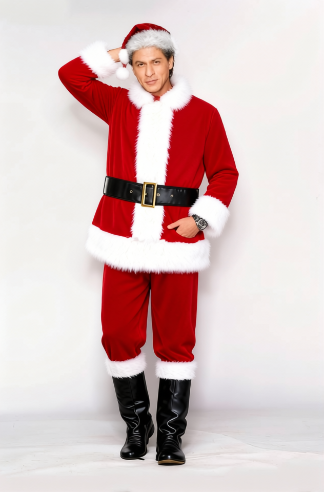 Santa Claus Red Velvet Coat With White Fur Trim 2