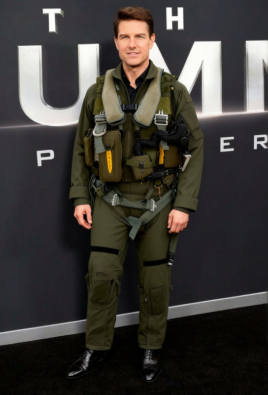Maverick Top Gun Olive Flight Suit With Aviator Sunglasses 2
