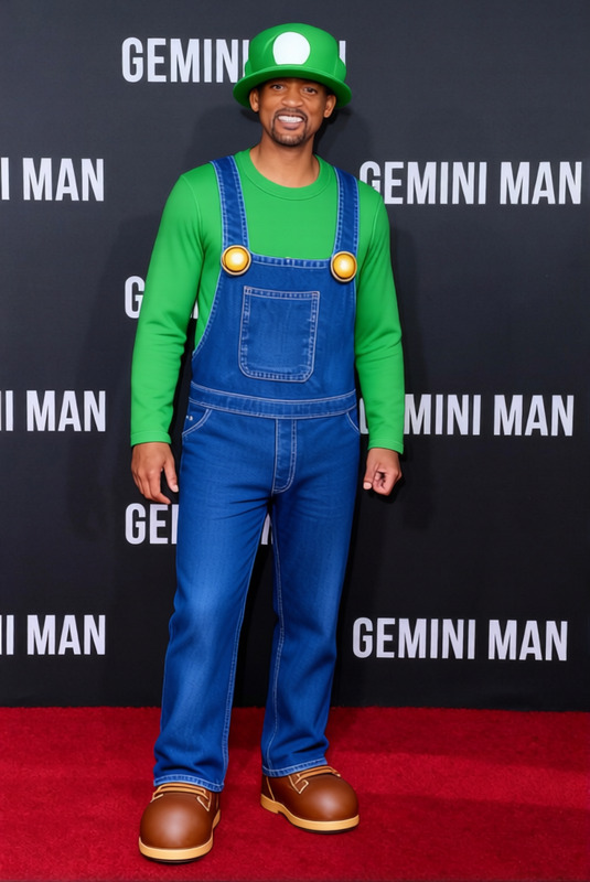 Luigi Green Hat With Blue Overalls And White Gloves 2