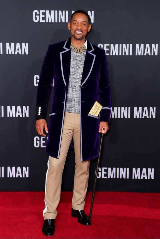Willy Wonka Purple Velvet Coat With Gold Vest And Top Hat 2