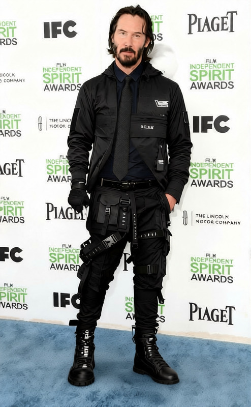 Claude - Black Bomber Jacket with Green Cargo Pants