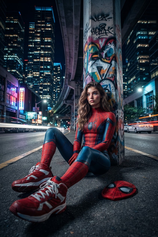 Spider Hero Underpass Night Scene