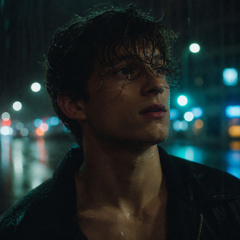 Neon Rain Silhouette