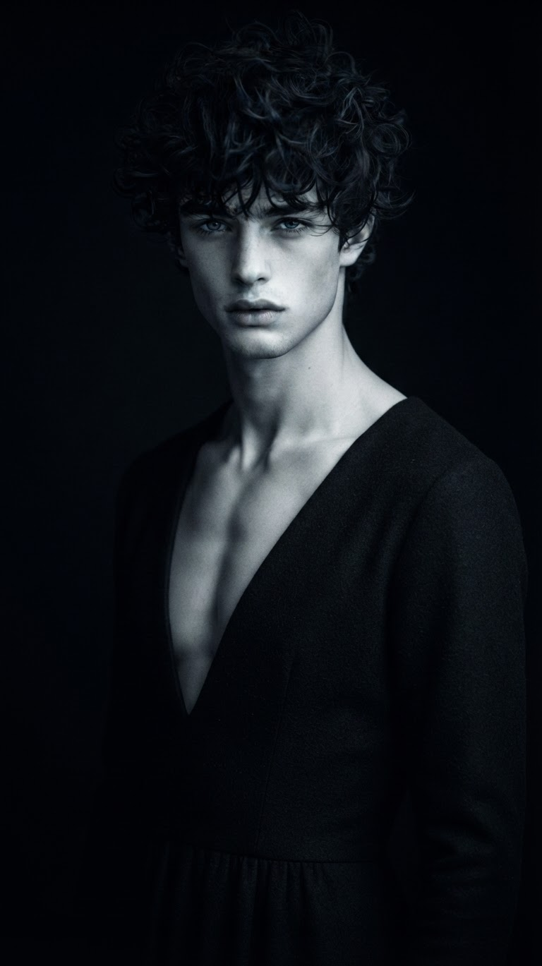 Dark Minimalist Cold-Light Fashion Portrait
