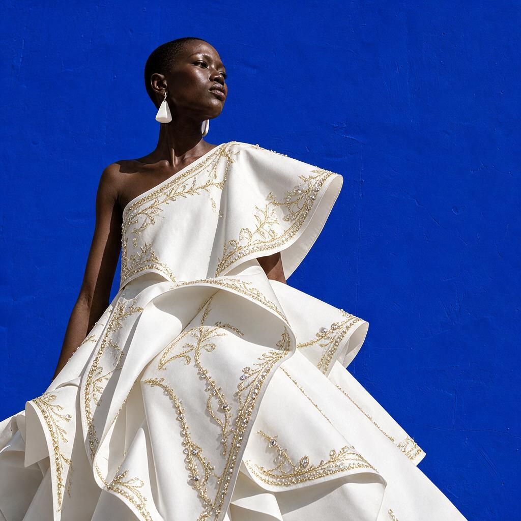AI Image Editor · Add delicate gold embroidery a