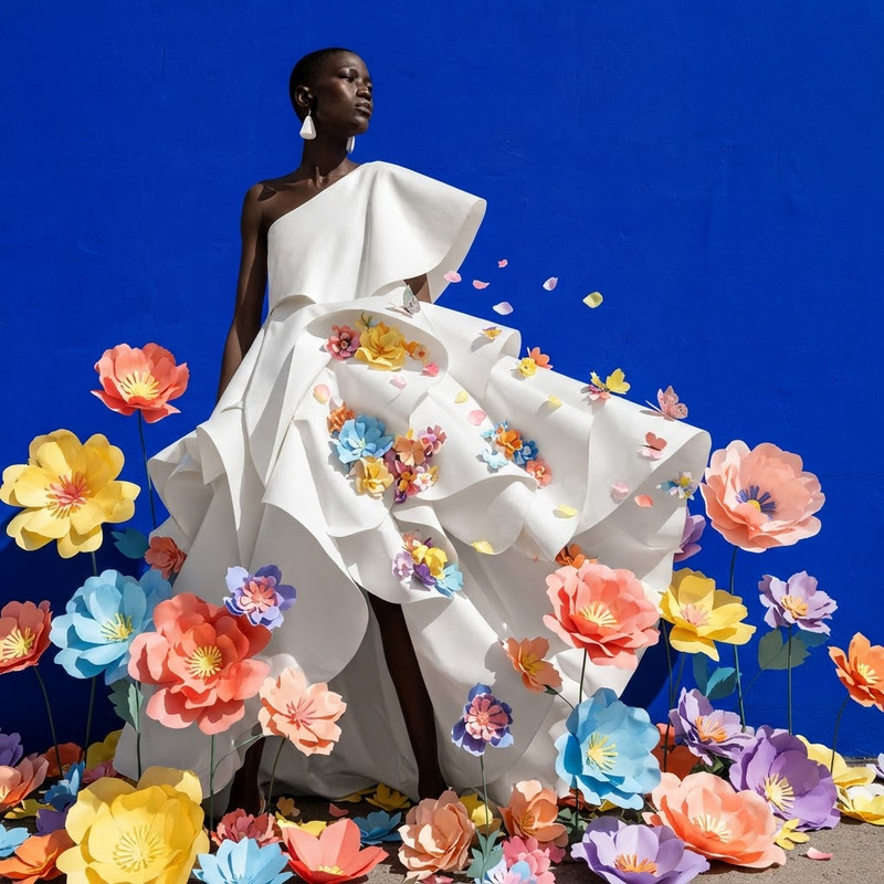 AI Image Editor · Add colorful paper flowers aro